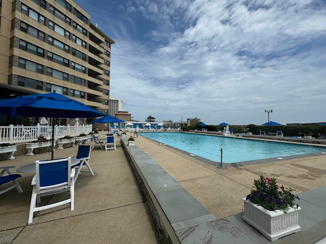 view of pool with a patio area