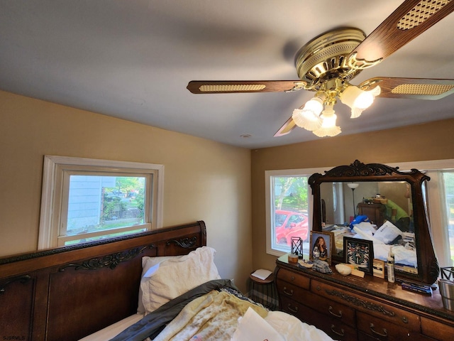 bedroom featuring ceiling fan