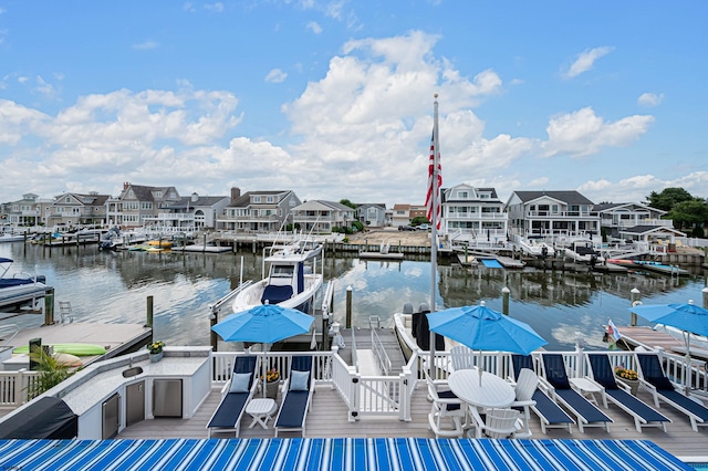 view of dock featuring a water view