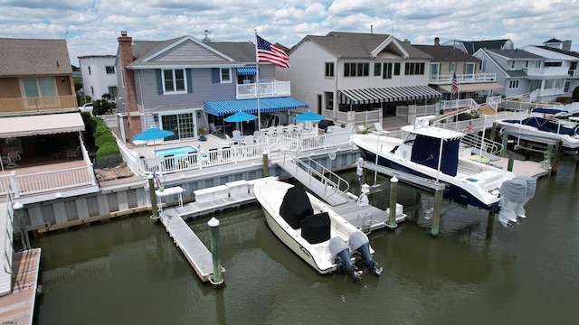 dock area with a water view