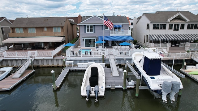 view of dock featuring a water view