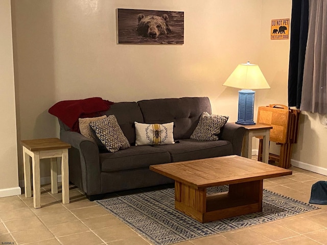 view of tiled living room