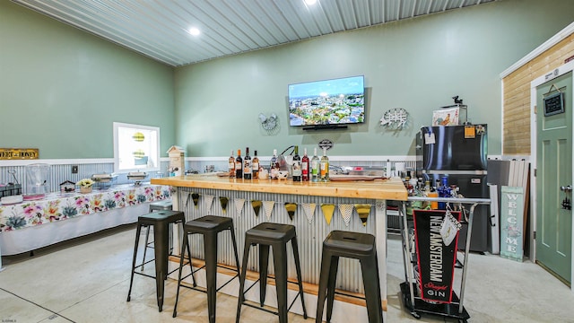 bar with wooden counters