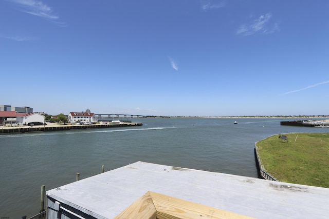 dock area featuring a water view