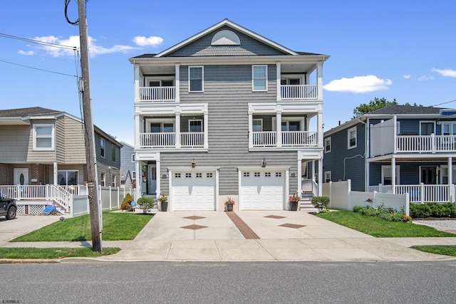 raised beach house with a garage