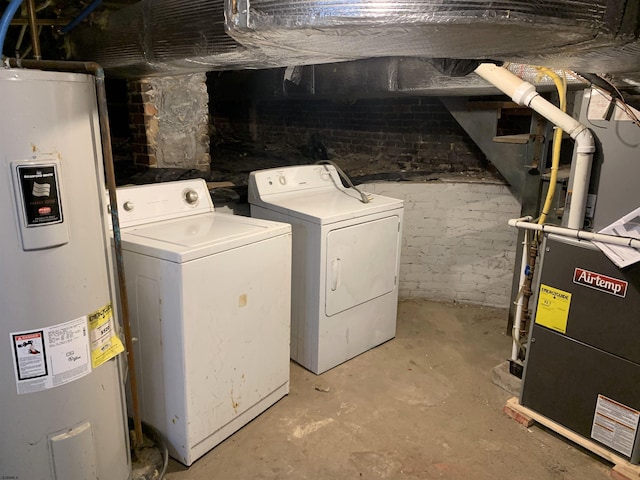 13 Vola Ln, Pleasantville, NJ 08232 - washroom featuring water heater, heating unit, laundry area, and washer and clothes dryer