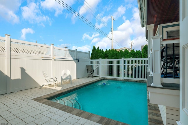 view of swimming pool with a patio