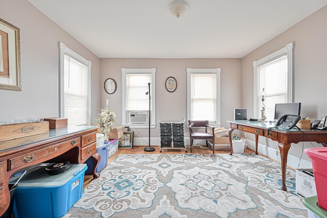 home office featuring light hardwood / wood-style flooring