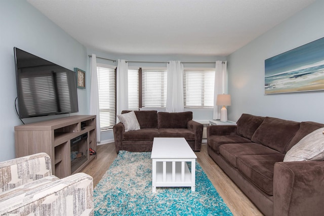 bedroom featuring a textured ceiling and hardwood / wood-style flooring