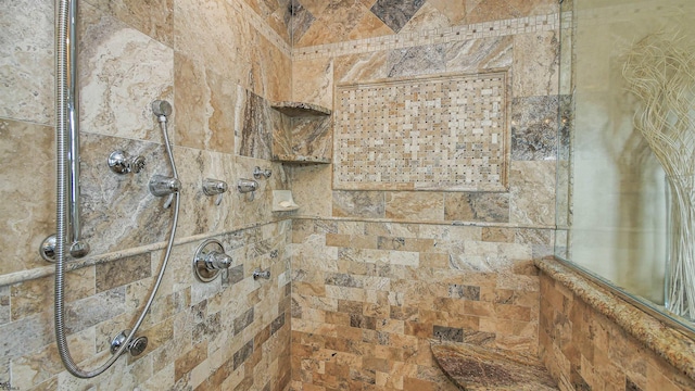 details with a tile shower