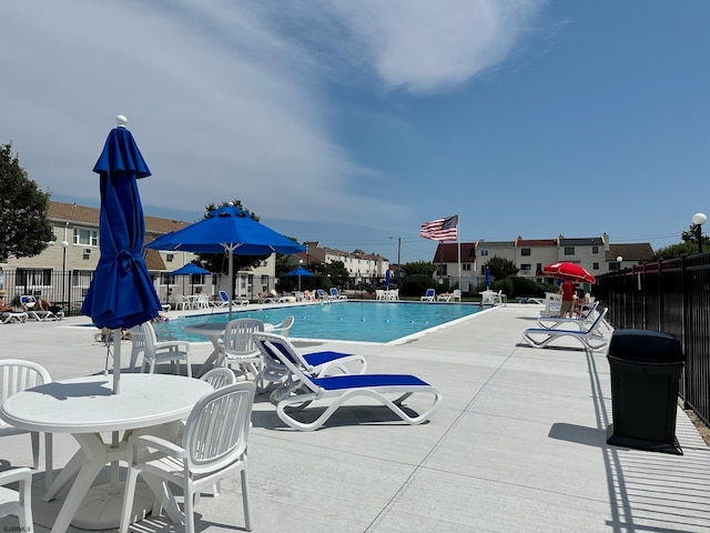 view of swimming pool with a patio