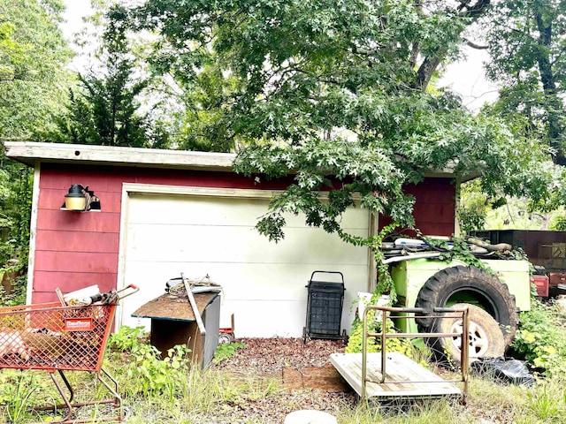 exterior space with a garage