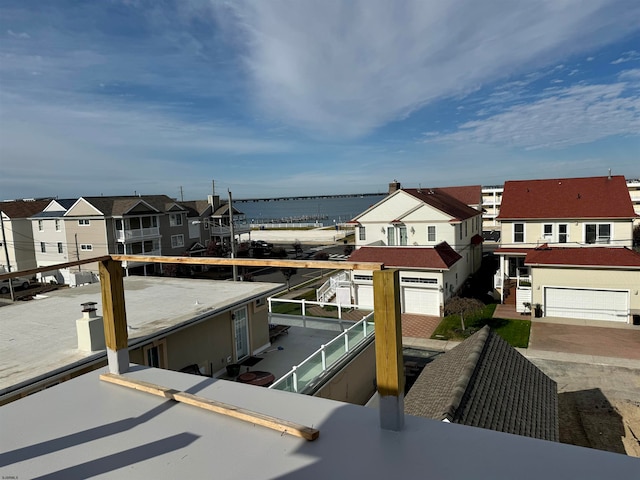 view of water feature with a residential view