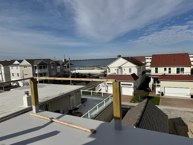 view of water feature with a residential view