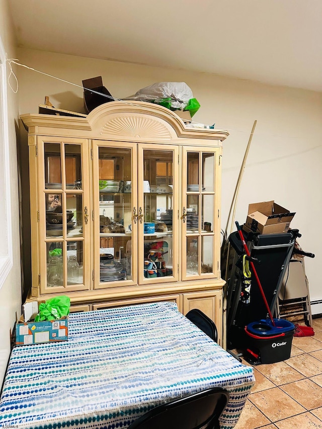 view of patio featuring a baseboard radiator