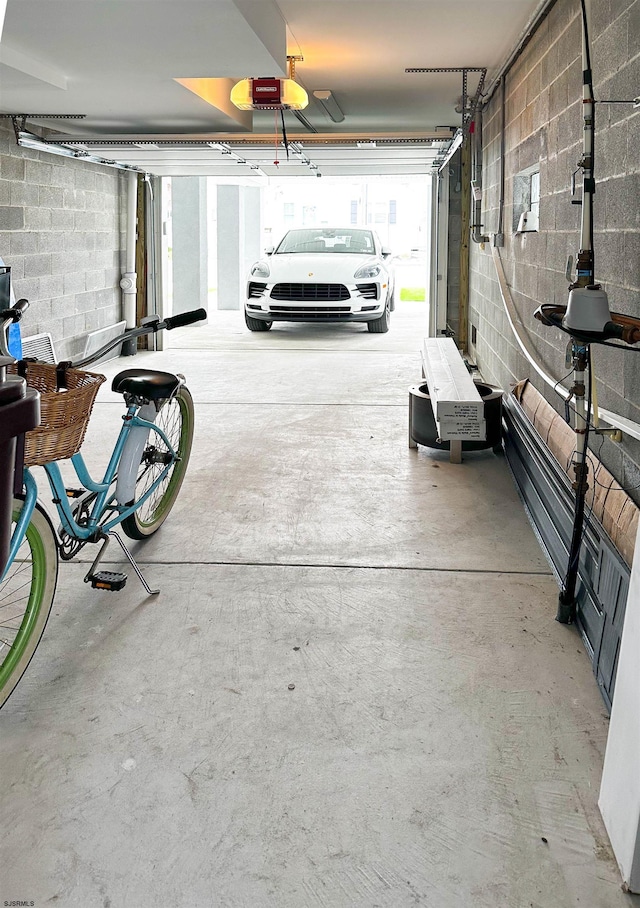 garage with a garage door opener