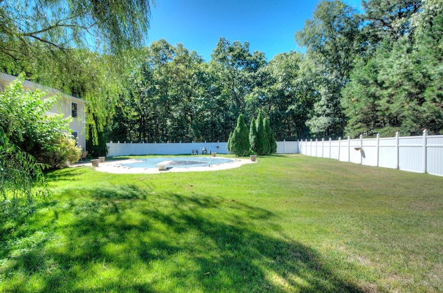 view of yard featuring a covered pool