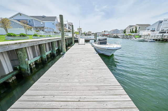 dock area with a water view