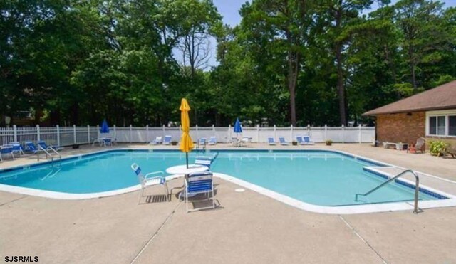 view of pool featuring a patio