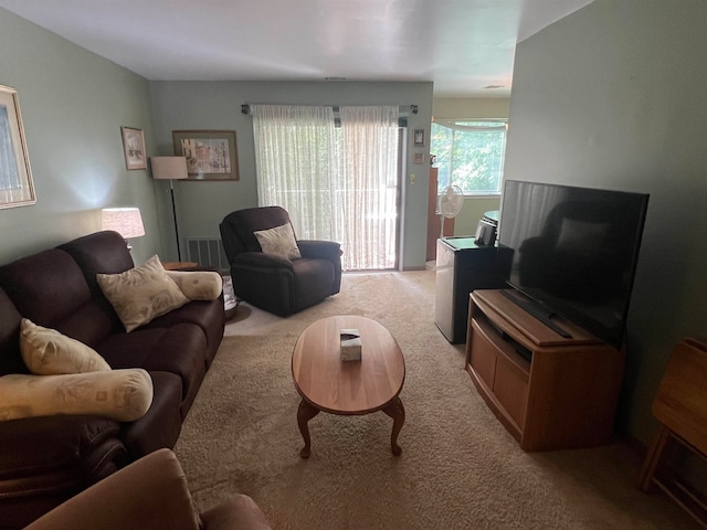 living room with carpet flooring