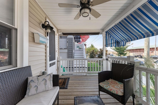 deck featuring ceiling fan