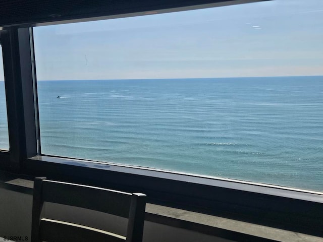 view of water feature with a view of the beach