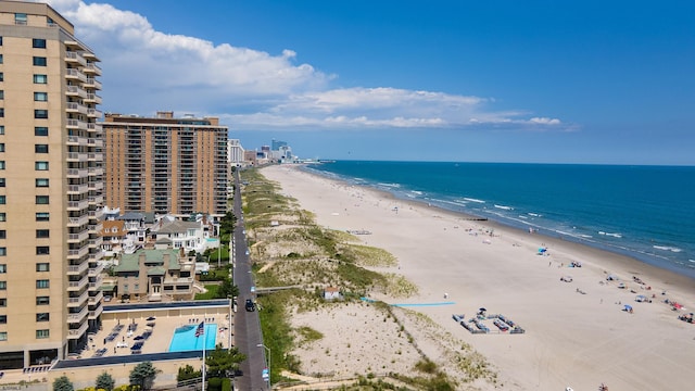 property view of water with a beach view