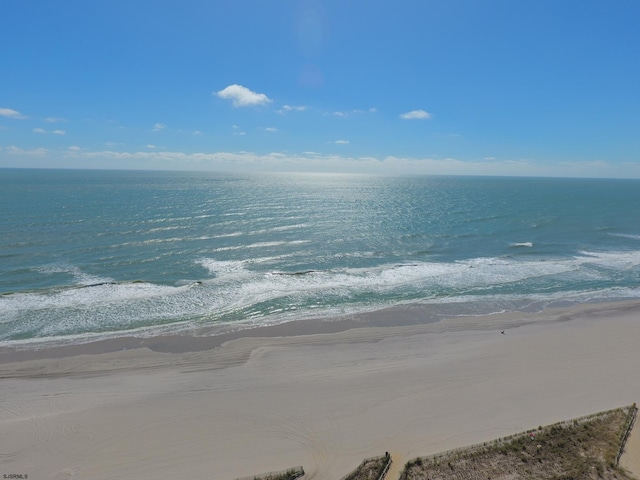 view of water feature with a view of the beach