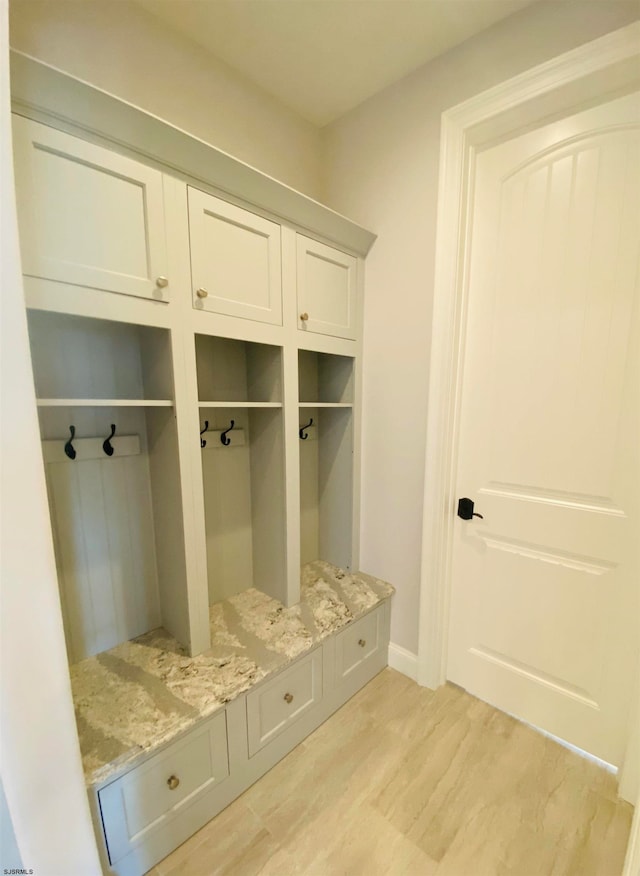 mudroom featuring light hardwood / wood-style flooring