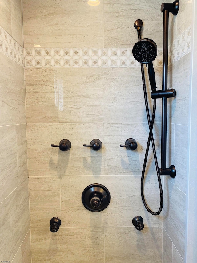 interior details with tiled shower