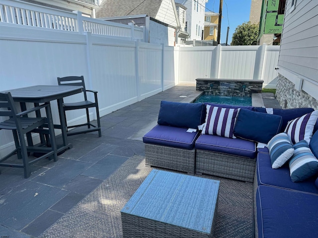 view of patio featuring an outdoor hangout area