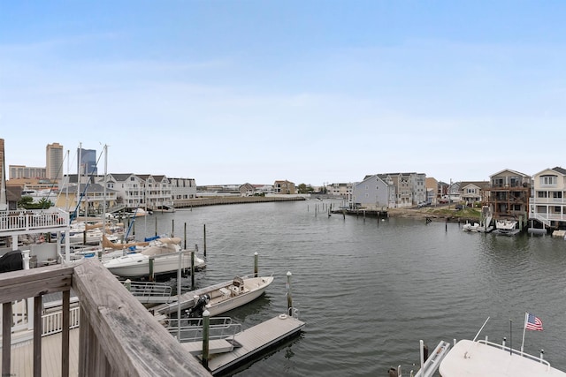 dock area featuring a water view