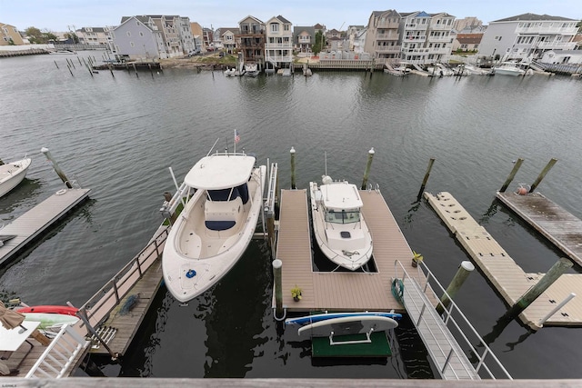 dock area featuring a water view