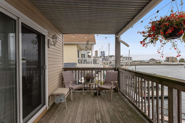 deck with a water view