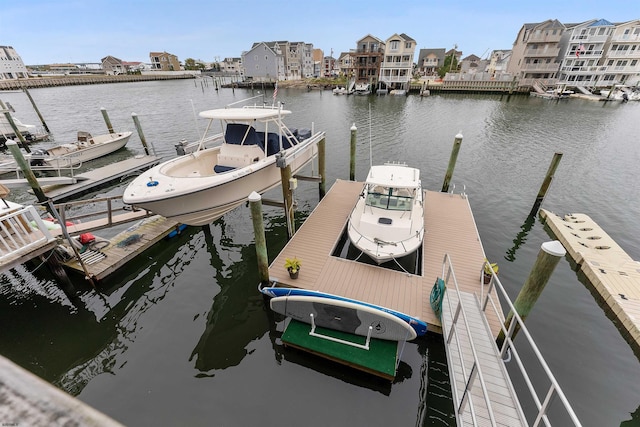 view of dock featuring a water view