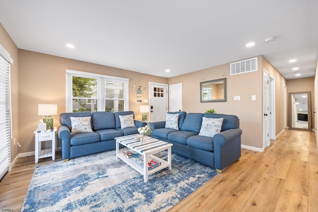 living room featuring light hardwood / wood-style floors