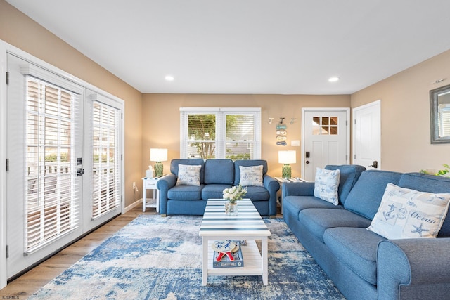 living room featuring light hardwood / wood-style floors