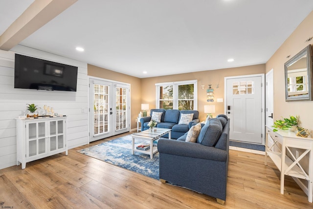 living room featuring light wood-type flooring