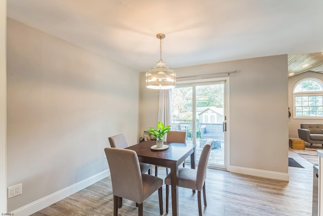 dining space featuring light hardwood / wood-style floors