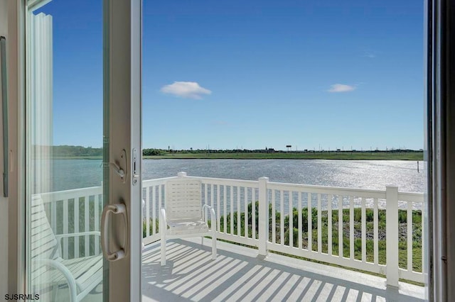 balcony with a water view