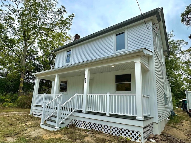 view of front facade featuring covered porch