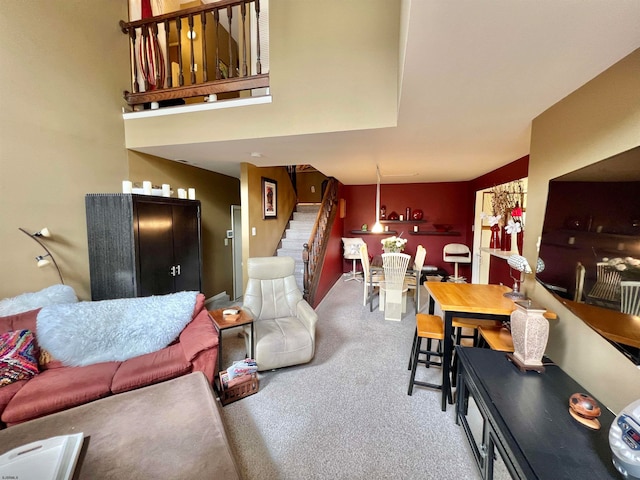 living room featuring carpet