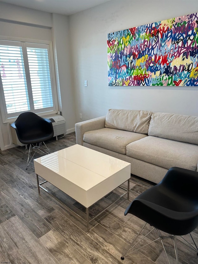 living room featuring dark hardwood / wood-style flooring