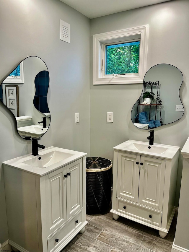 bathroom featuring wood-type flooring and vanity