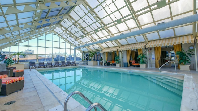 view of pool featuring a lanai