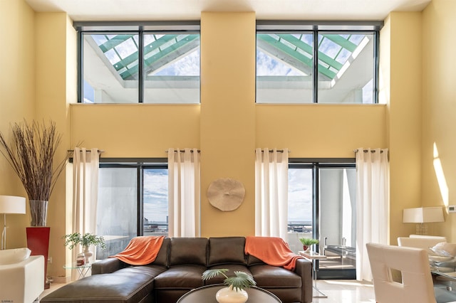 living room featuring a wealth of natural light