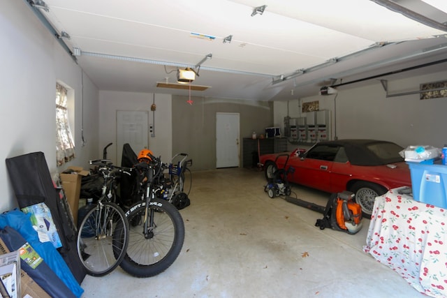 garage with a garage door opener