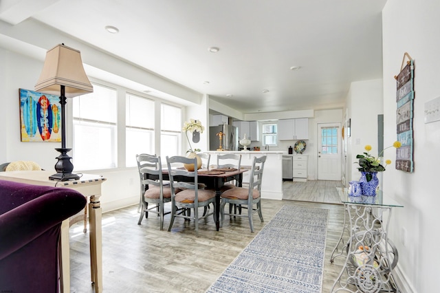 dining area featuring light hardwood / wood-style floors