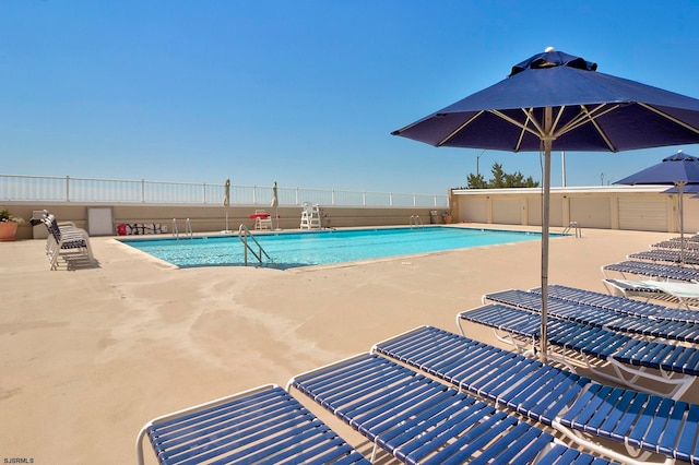 view of pool featuring a patio area