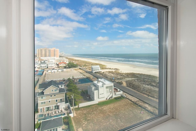 view of water feature featuring a view of the beach